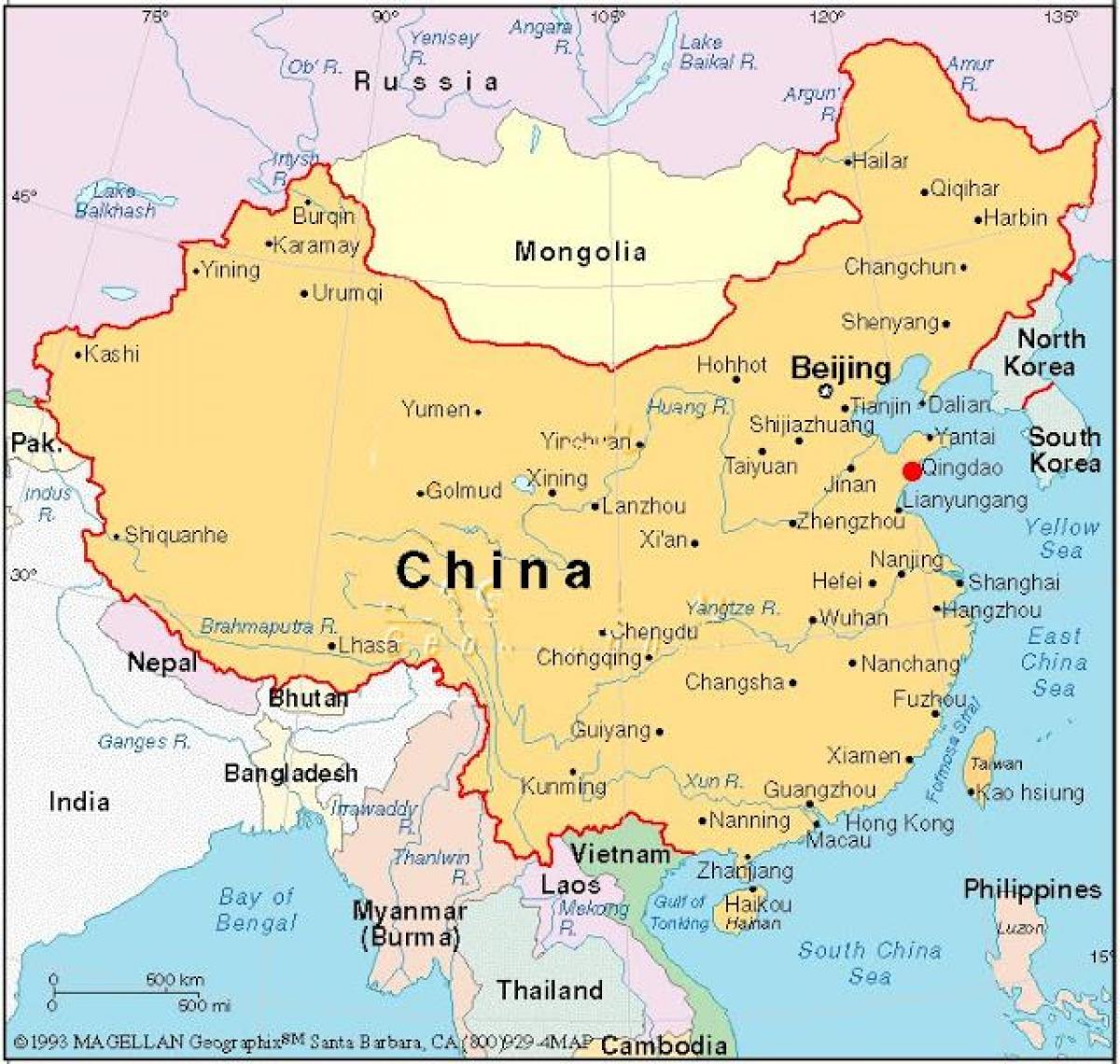 kort over hovedstaden i Kina