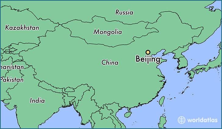 kort over Kina viser Beijing