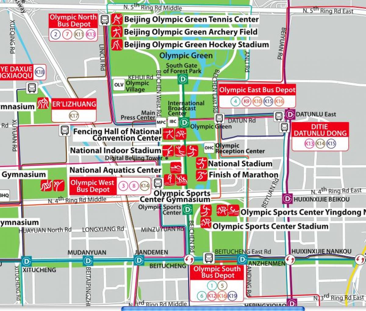 kort over Beijing olympic park