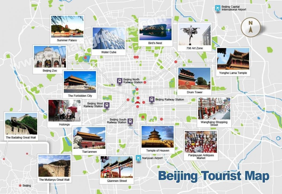 Beijing steder af interesse på kort