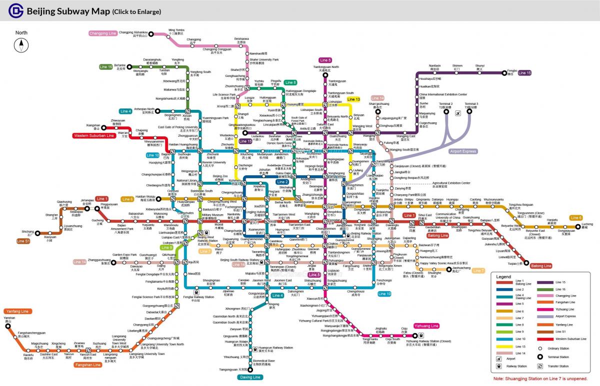 Beijing subway kort 2016
