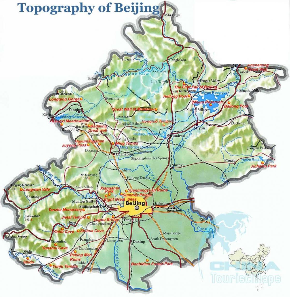 topografisk kort over Beijing