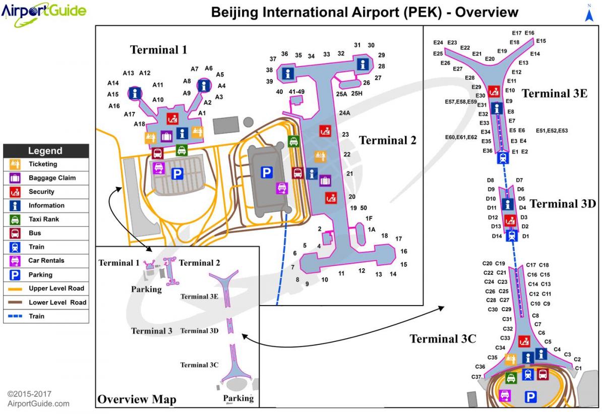 Beijing internationale lufthavn, terminal 3 kort