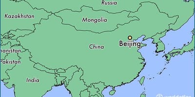 Kort over Beijing placering på verden