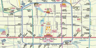 Kort over Beijing subway kort med turist-attraktioner